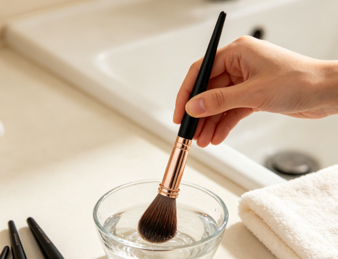 wet the brush bristles