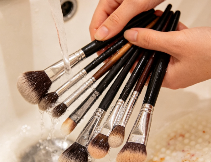 Pre-rinse the brushes