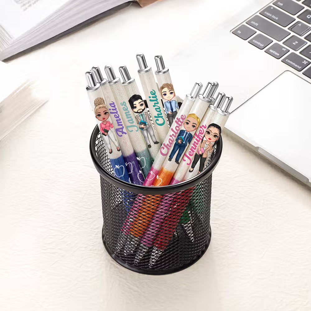 personalized retractable glitter ballpoint pen